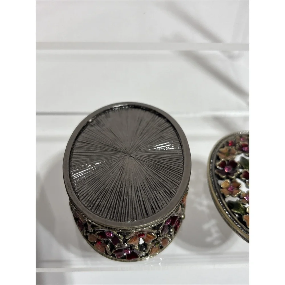 Folio Home Genuine Austrian Crystal‎ Filigree Flower Pill Box New In Box